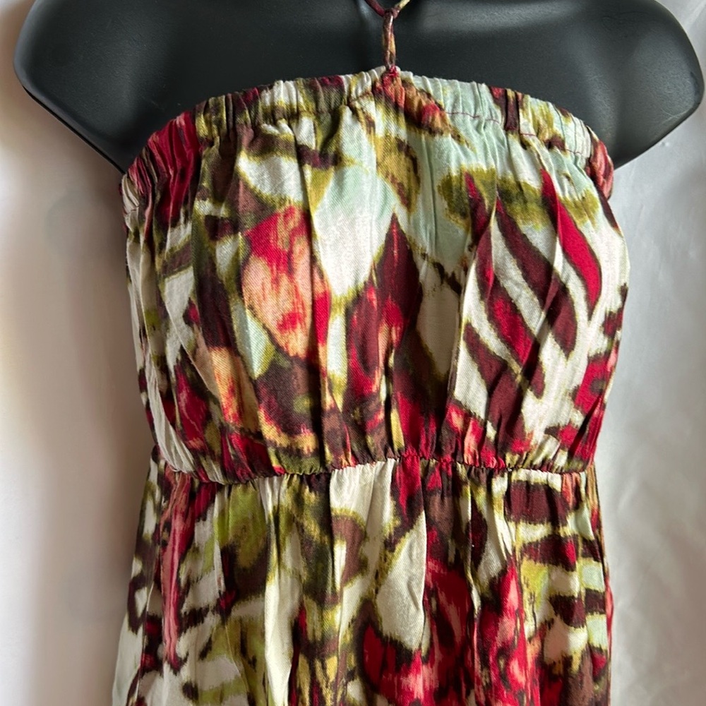 New York & Company Red and Cream Floral Strapless Maxi Dress - Picture 4 of 9